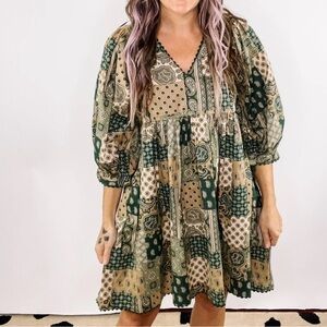 Gigio Bohemian Patchwork-Look Dress